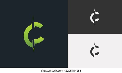 Plantilla de logotipo de diseño, con concepto de letra C truncada
