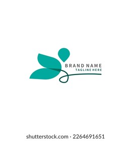 Design logo template vector. Flower shape with butterfly 