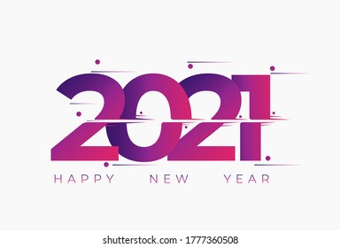 Design the logo text Happy New Year 2021. Cover the business diary for 2021 with a wish. Brochure, card, banner design template. Isolated against a white background. Vector illustration.