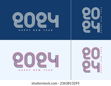 Design the logo text Happy New Year 2024. Cover the business diary for 2024 with a wish. Brochure, card, banner design template. Vector illustration.