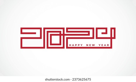 Design the logo text Happy New Year 2024. Cover the business diary for 2024 with a wish. Brochure, card, banner design template. Vector illustration.