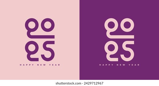 Design the logo text Happy New Year 2025. Cover the business diary for 2025 with a wish. Brochure, card, banner design template. Vector illustration.