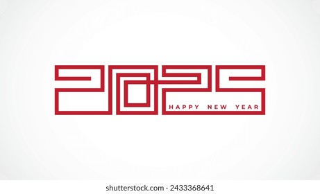 Design the logo text Happy New Year 2025. Cover the business diary for 2025 with a wish. Brochure, card, banner design template. Vector illustration.