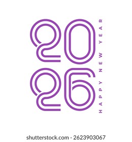 Design the logo text Happy New Year 2026. Cover the business diary for 2026 with a wish. Brochure, card, banner design template. Vector illustration.