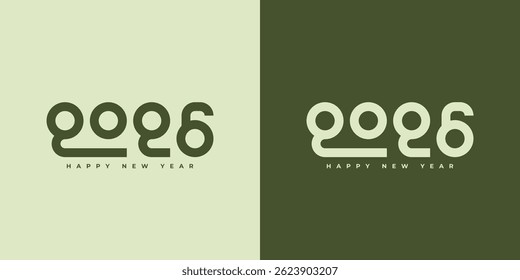 Design the logo text Happy New Year 2026. Cover the business diary for 2026 with a wish. Brochure, card, banner design template. Vector illustration.