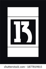 Design logo thirteen can be read also R black color vector