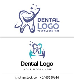 Design logo tooth with people illustration vector suitable for dental medical pharmaceutical families health