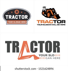 Design logo with tractor gear star black brown vector suitable for landscaping business service company
