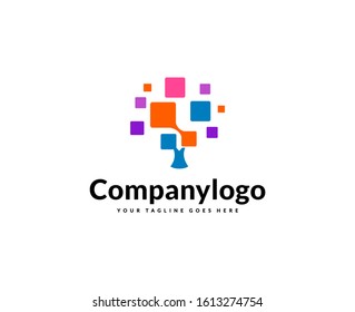 design logo tree technology modern. 