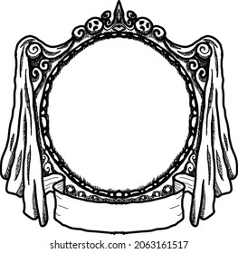 Design logo vector beautiful frame with simple vintage style. You can put the image of your main product in the frame then put your brand name on the ribbon.