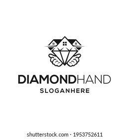 design logo vector diamond hand and properties modern concept simple 