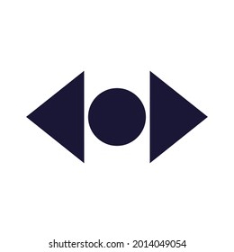 Design logo vector of double triangle with circle on the middle 