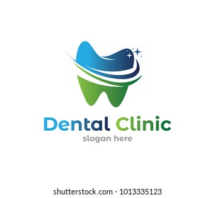 design logo vector illustration of dentistry, dental clinic, family dental health care, healthy tooth 