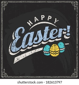 design logo vector label component of easter holiday on chalkboard scene ideal as pattern for greeting card design logo joyful classic vacation eggs spring holiday scene ritual celebration dancing bea