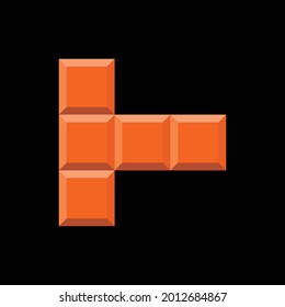 Design logo vector of ninety degrees of letter t with lego style 