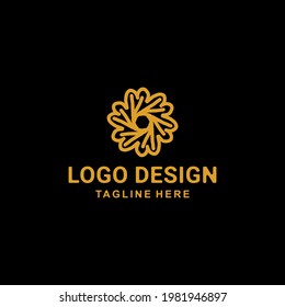 Design Logo vector Ornament Nature Leaf Niche With Line Art Style