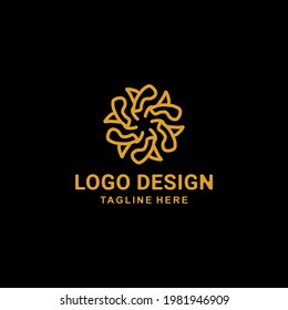 Design Logo vector Ornament Nature Leaf Niche With Line Art Style