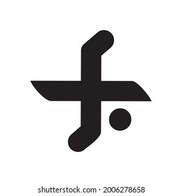 Design logo vector of plus symbol with little circle on the bottom right
