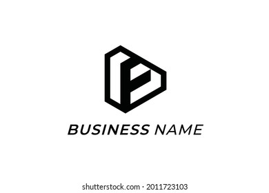 triángulo vectorial del logotipo de diseño y letra F