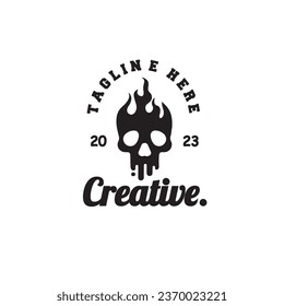 design logo vintage fire skull vector illustration