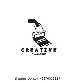 design logo vintage screen printing with hand vector illustration