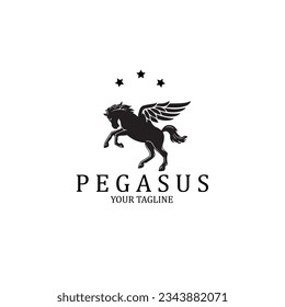 design logo vintage winged horse pegasus vector illustration