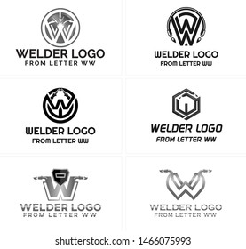 Design logo welding with letter WW shiny illustration suitable for symbol welder industry company provider business