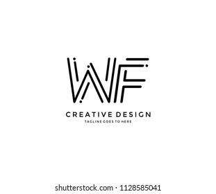 Design Logo WF Letter Monogram Modern Line Shape