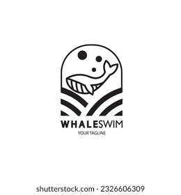 design logo whale simple black and white vector illustration