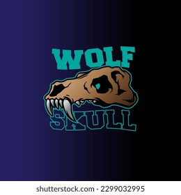 design logo wolf skull vector illustration