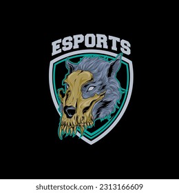 design logo wolf skull vector illustration