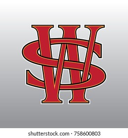 Design Logogram Letters Initial. Monogram Fancy Vintage W and S Letter for Company