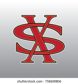 Design Logogram Letters Initial. Monogram Fancy Vintage X and S Letter for Company