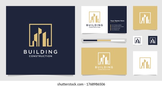 design logos and building construction business cards, inspiring city building abstract logos