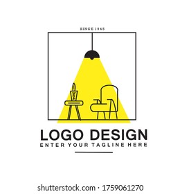 Design logos of home properties such as table chairs and flower pots. Can be used for property entrepreneurs and home assets. Logo design of tables, chairs, home property