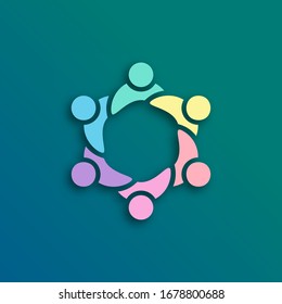 Design logos and symbols of family, team, collaboration, friends, community with various colors.