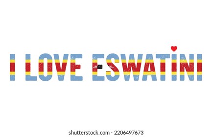Design, I love Eswatini, Eswatini, Flag colors, Heart, text, typography, design, Eswatini, Country in Southern Africa, Swaziland.