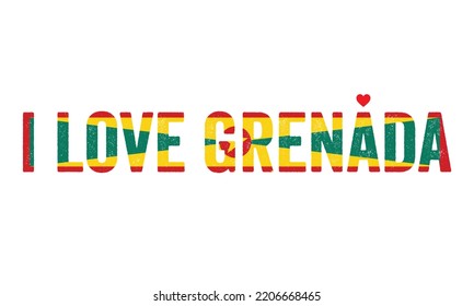 Design, I love Grenada, Grenada, Flag colors, heart, text, typography, design, Grenada. country in the Caribbean. sticker, creative, card, independence day t-shirt design, beautiful, love for country.