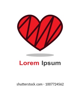 Design love heart vector logo element. Abstract love heart logotype