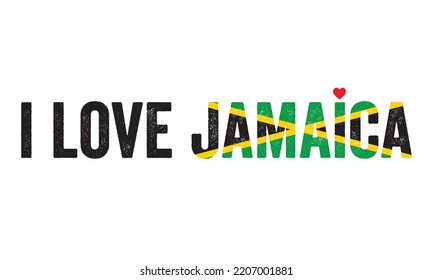 Design, I love Jamaica, Jamaica, Flag colors, Heart, text, typography, design, Jamaica. Country in the Caribbean. Independence Day, National Day, t-shirt design, vector, template, creative, idea. flag