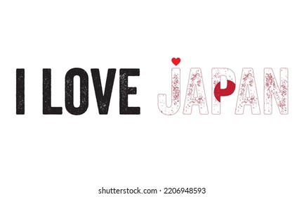 Design, I love Japan, Japan, Flag colors, Heart, text, typography, design. Tokyo, Independence Day, National Day, t-shirt design, vector, template, creative,idea, japan flag, beautiful concept, red