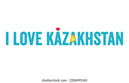 Design, I love Kazakhstan, Kazakhstan, Flag colors, Heart, text, typography, design, Kazakhstan. Country in central Asia. Independence Day, National Day, t-shirt design, vector,template, creative,idea