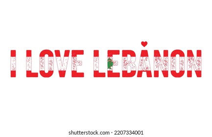 Design, I love Lebanon, Lebanon Flag, flag colors, Heart, text, typography. Independence day, National day, T-shirt design, vector, creative, sticker, beautiful, lovely, greetings,concept, Lebanon,tag