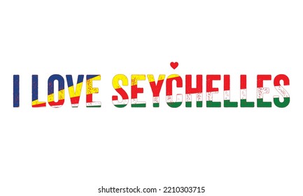 Design, I love Seychelles, Seychelles Flag, flag colors, Heart, text, typography, design, Seychelles people, Seychelles, Sticker, Tag, Country in east africa, i love victoria, creative, unique, idea,