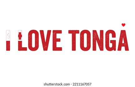 Design, I love Tonga, Tonga Flag, flag colors, Heart, text, typography, design, Tonga people, Tonga, vector, Sticker, Tag, I love Nuku'alofa, Red, Beautiful, creative, professional, country in Oceania