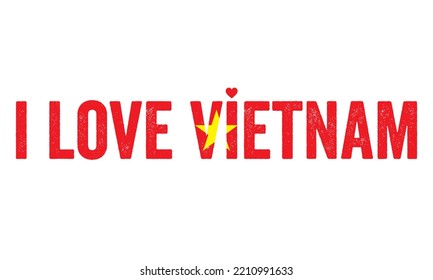 Design, I love vietnam, vietnam Flag, flag colors, Heart, text, typography, design, vietnam people, vietnam vector, Sticker, Tag, country in asia, China state, i love Hanoi, star, red, creative, idea