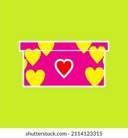 the design of a love-themed gift box, with bright colors adds a romantic impression