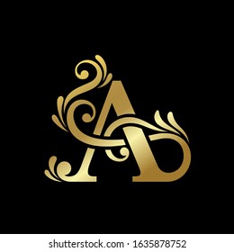Design a luxury logo with initial letters, monogram style, Premium letter A logo with golden design. Elegant corporate identity.