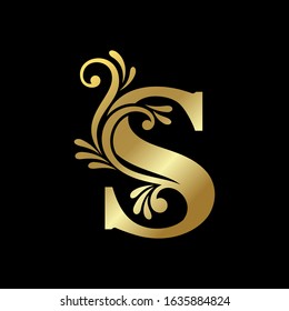 Design a luxury logo with initial letters, monogram style, Premium letter S logo with golden design. Elegant corporate identity.