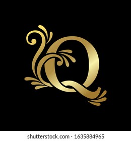 Design a luxury logo with initial letters, monogram style, Premium letter Q logo with golden design. Elegant corporate identity.